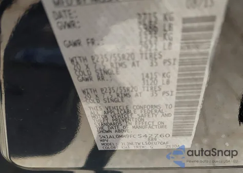 2015 Infiniti Qx60 z USA, uszkodzony, nr VIN 5N1AL0MM9FC542760